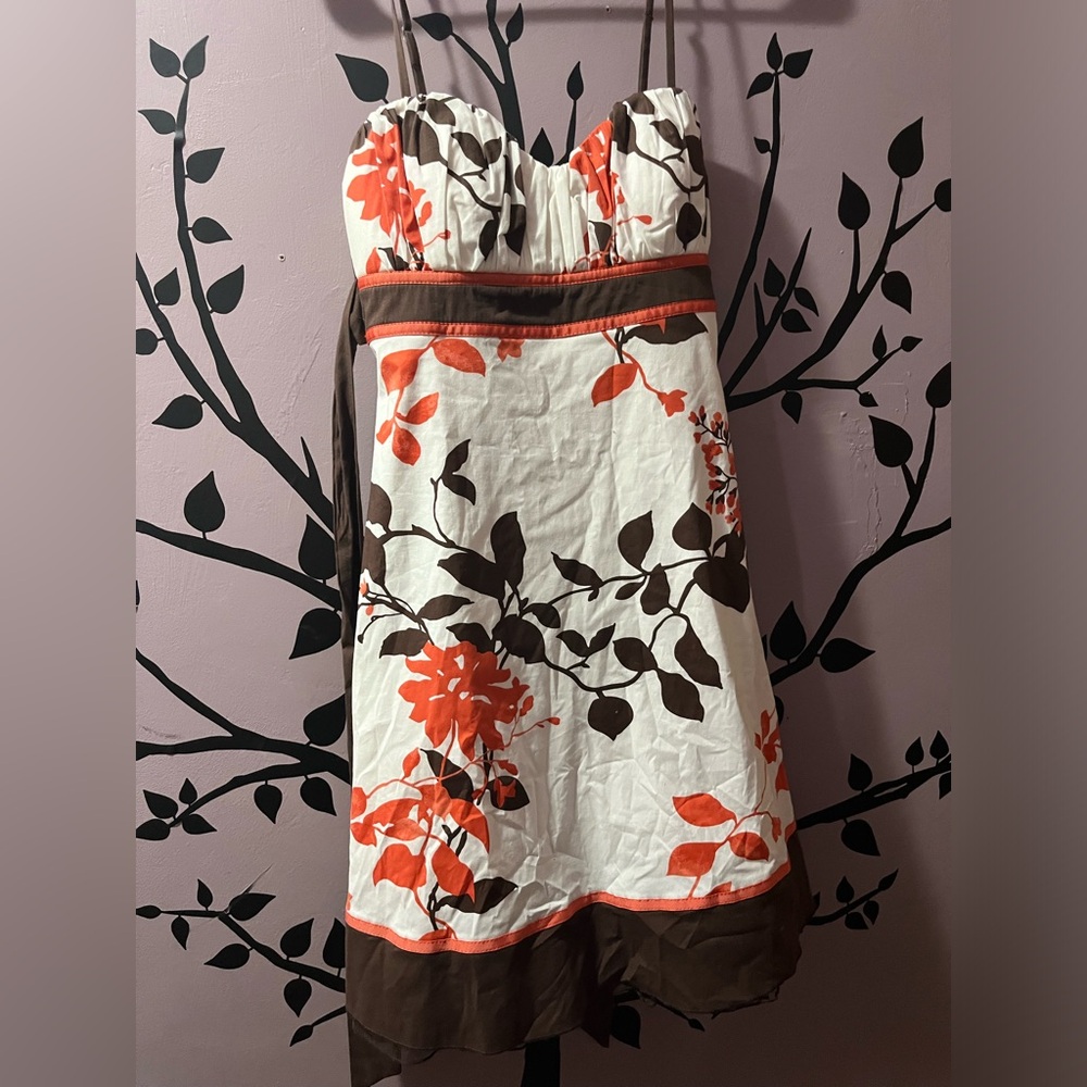 Windsor Speechless Dress White with Orange and Black Flowers NWT size 5